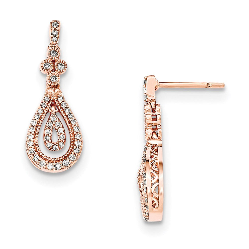 14K Roségold Ohrstecker mit poliertem echtem Diamant