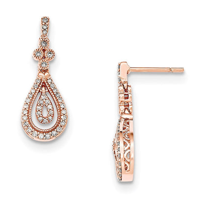 14K Roségold Ohrstecker mit poliertem echtem Diamant
