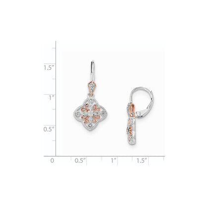 14K Weißgold mit Rosé-Rhodium Diamant-Ohrringe mit Leverback-Verschluss