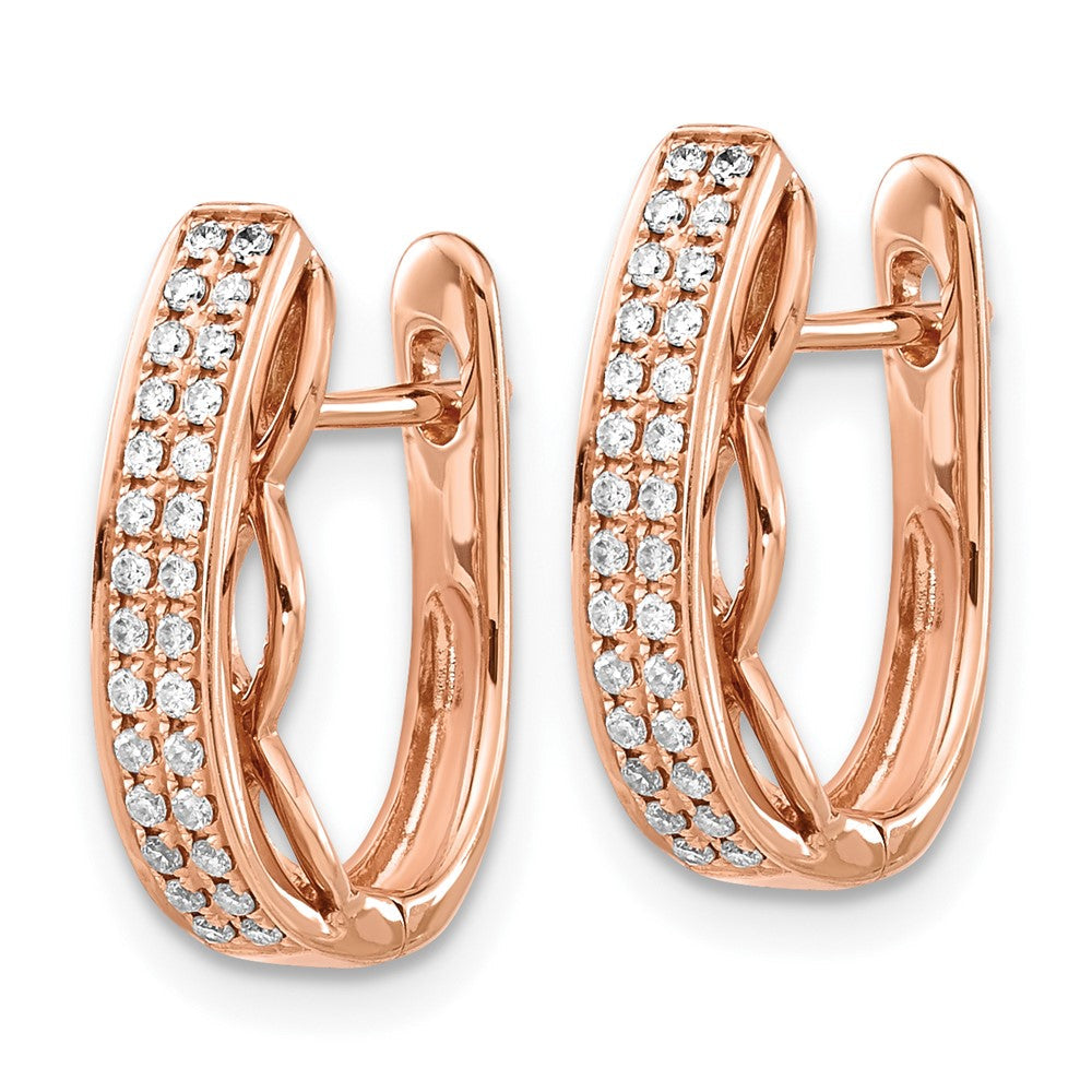 14K Roségold Ohrstecker mit echten Diamanten und Klappscharnier
