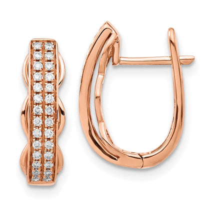 14K Roségold Ohrstecker mit echten Diamanten und Klappscharnier