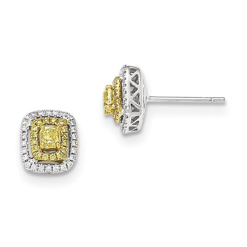 14K Gelbgold Zweifarbig Fancy Gelbe Echte Diamant-Ohrstecker