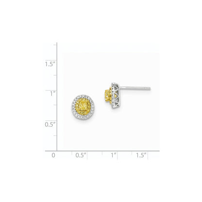 14K Gelbgold Zweifarbige Ohrstecker mit echten Fancy-Yellow-Diamanten