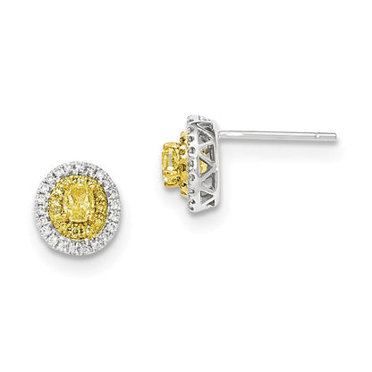 14K Gelbgold Zweifarbige Ohrstecker mit echten Fancy-Yellow-Diamanten