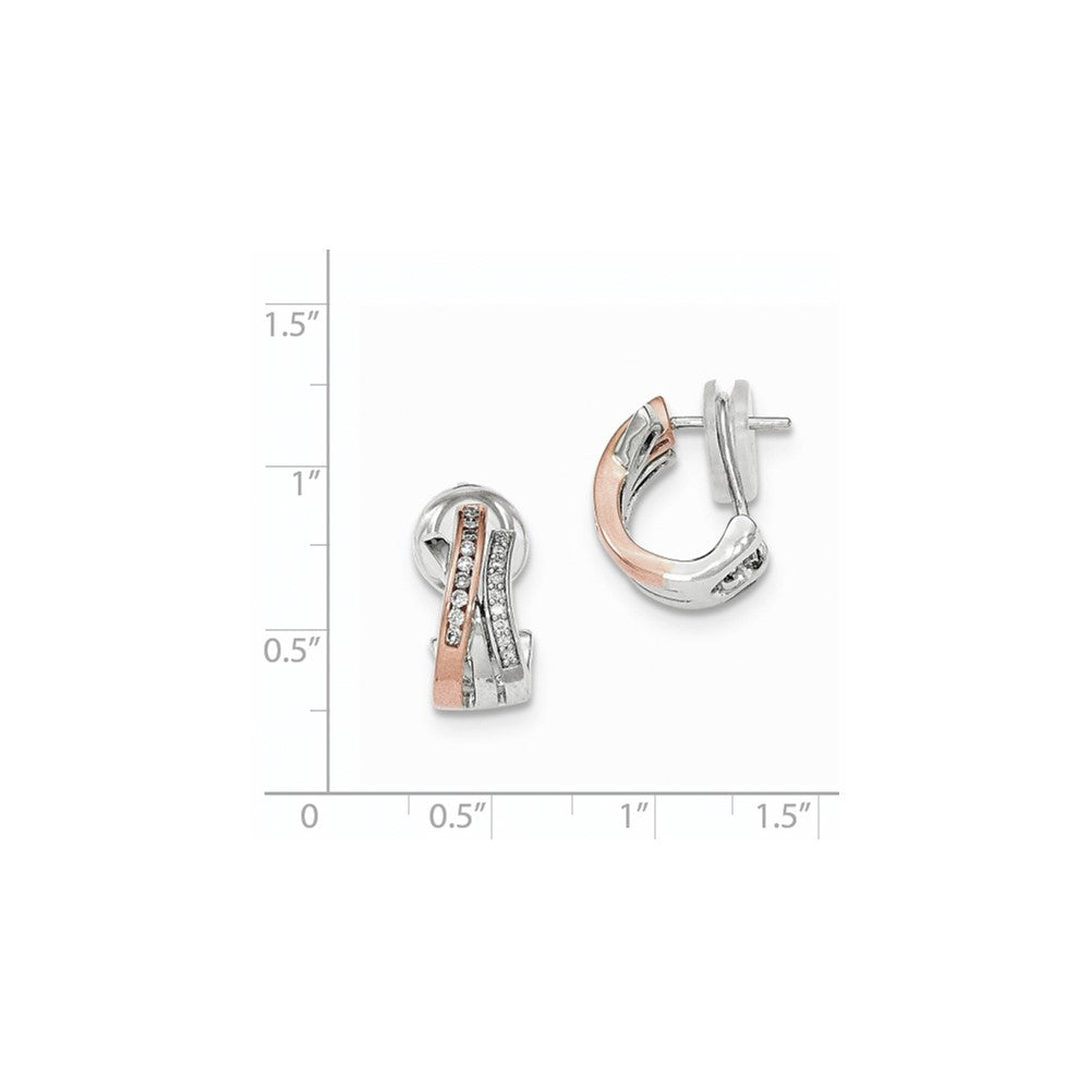 14K Weißgold Diamant Ohrringe mit Rosé-Rhodium-Beschichtung und Omega-Verschluss