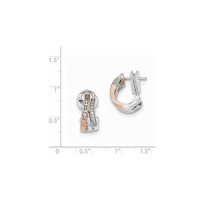 14K Weißgold Diamant Ohrringe mit Rosé-Rhodium-Beschichtung und Omega-Verschluss