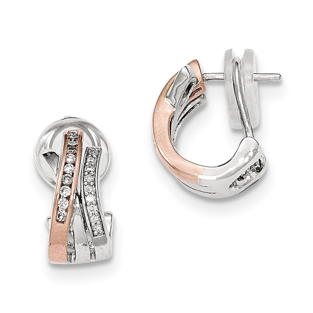 14K Weißgold Diamant Ohrringe mit Rosé-Rhodium-Beschichtung und Omega-Verschluss