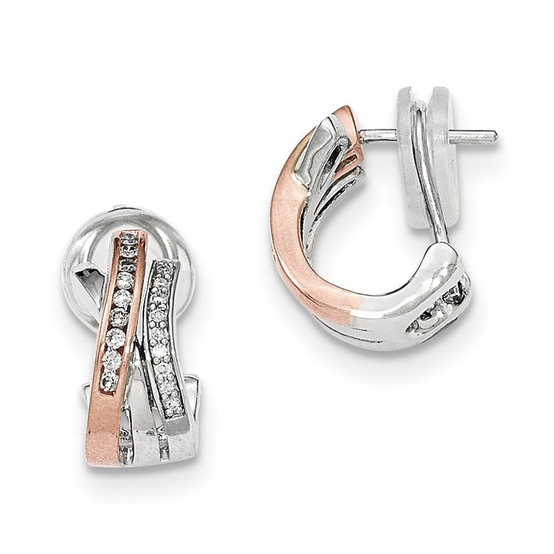 14K Weißgold Diamant Ohrringe mit Rosé-Rhodium-Beschichtung und Omega-Verschluss