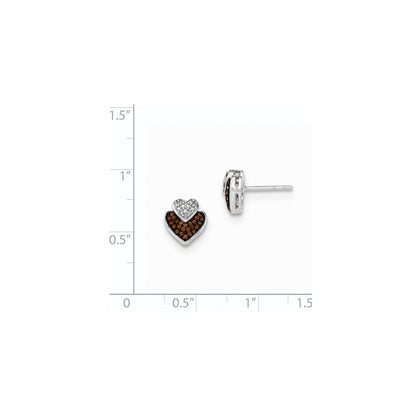 14K Weißgold Ohrstecker mit Cognac- und weißen Echtdiamanten, Doppelherz-Design