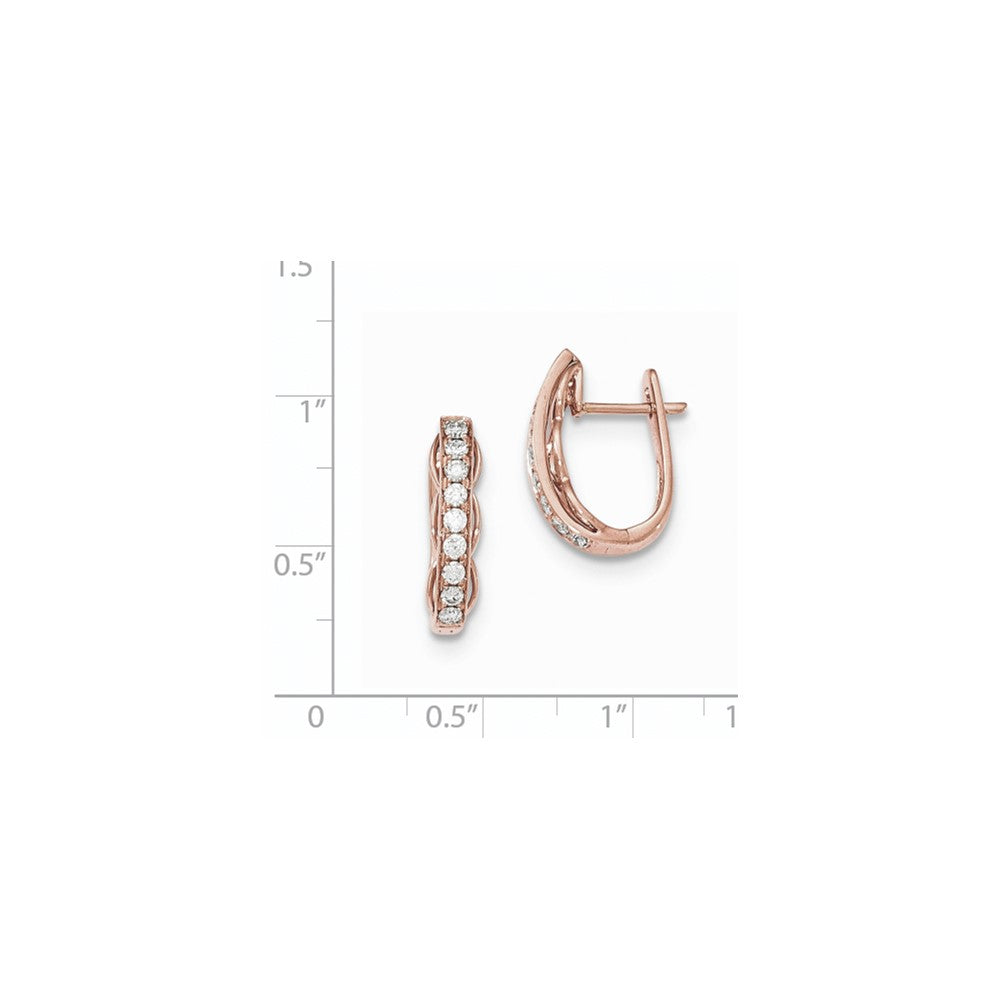 14K Roségold Ohrstecker mit kunstvoller Unterseite, echten Diamanten und Klappverschluss