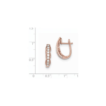 14K Roségold Ohrstecker mit kunstvoller Unterseite, echten Diamanten und Klappverschluss