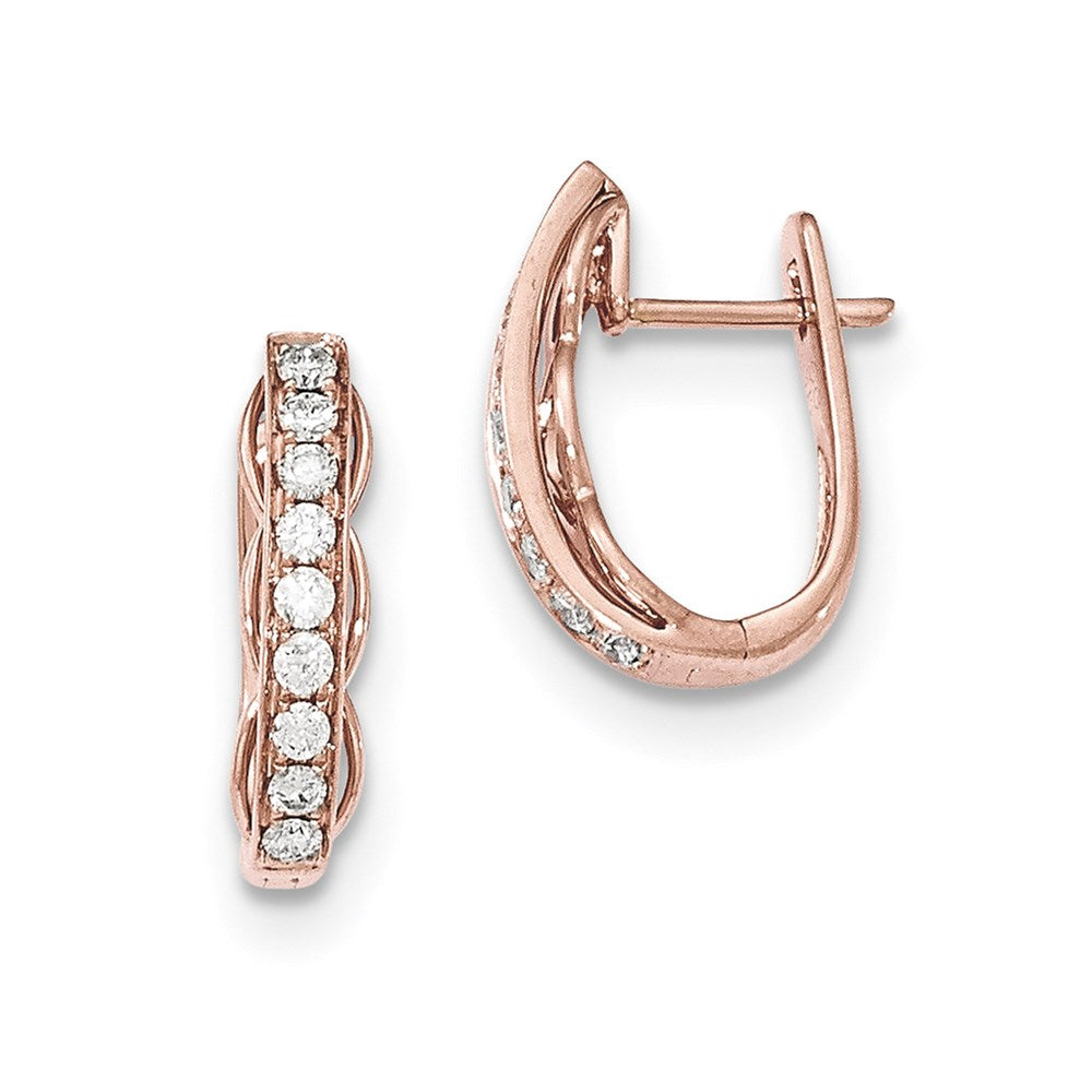 14K Roségold Ohrstecker mit kunstvoller Unterseite, echten Diamanten und Klappverschluss