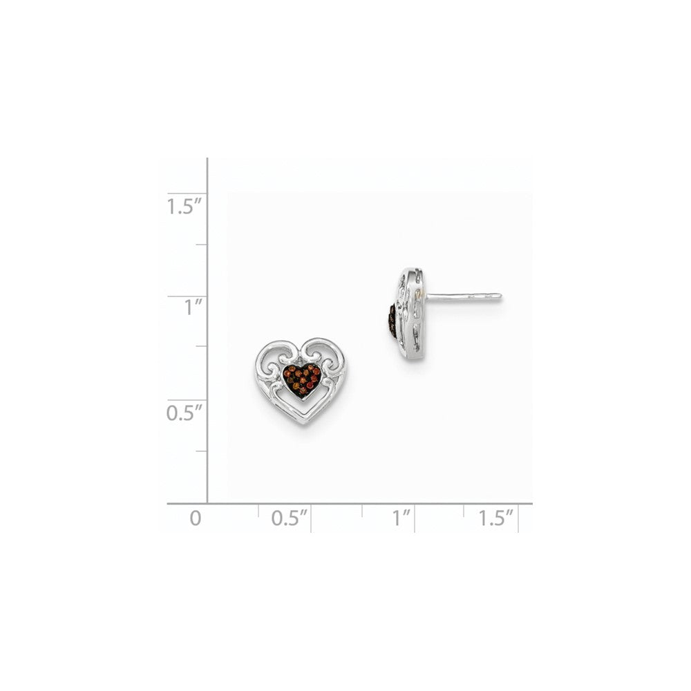 14K Weißgold Ohrstecker Herz mit Cognac-Diamanten