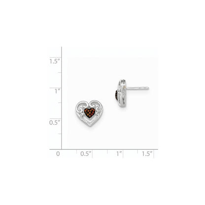 14K Weißgold Ohrstecker Herz mit Cognac-Diamanten