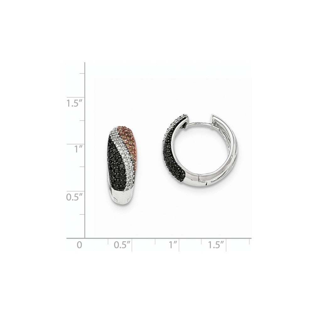 14K Weißgold mit Rhodium-Politur, Creolen mit schwarzen, weißen und Schokoladen-Diamanten