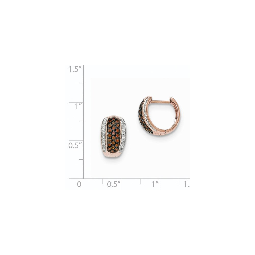 14K Roségold Creolen mit Scharnier, Rot, Cognac und Weiß, echte Diamanten