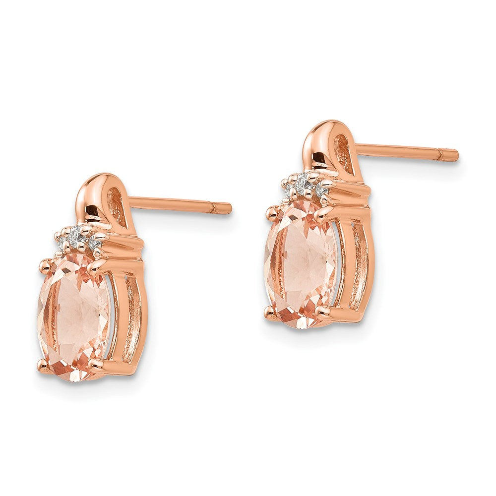 14K Roségold Morganit und Echt Diamant Ohrstecker