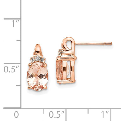 14K Roségold Morganit und Echt Diamant Ohrstecker