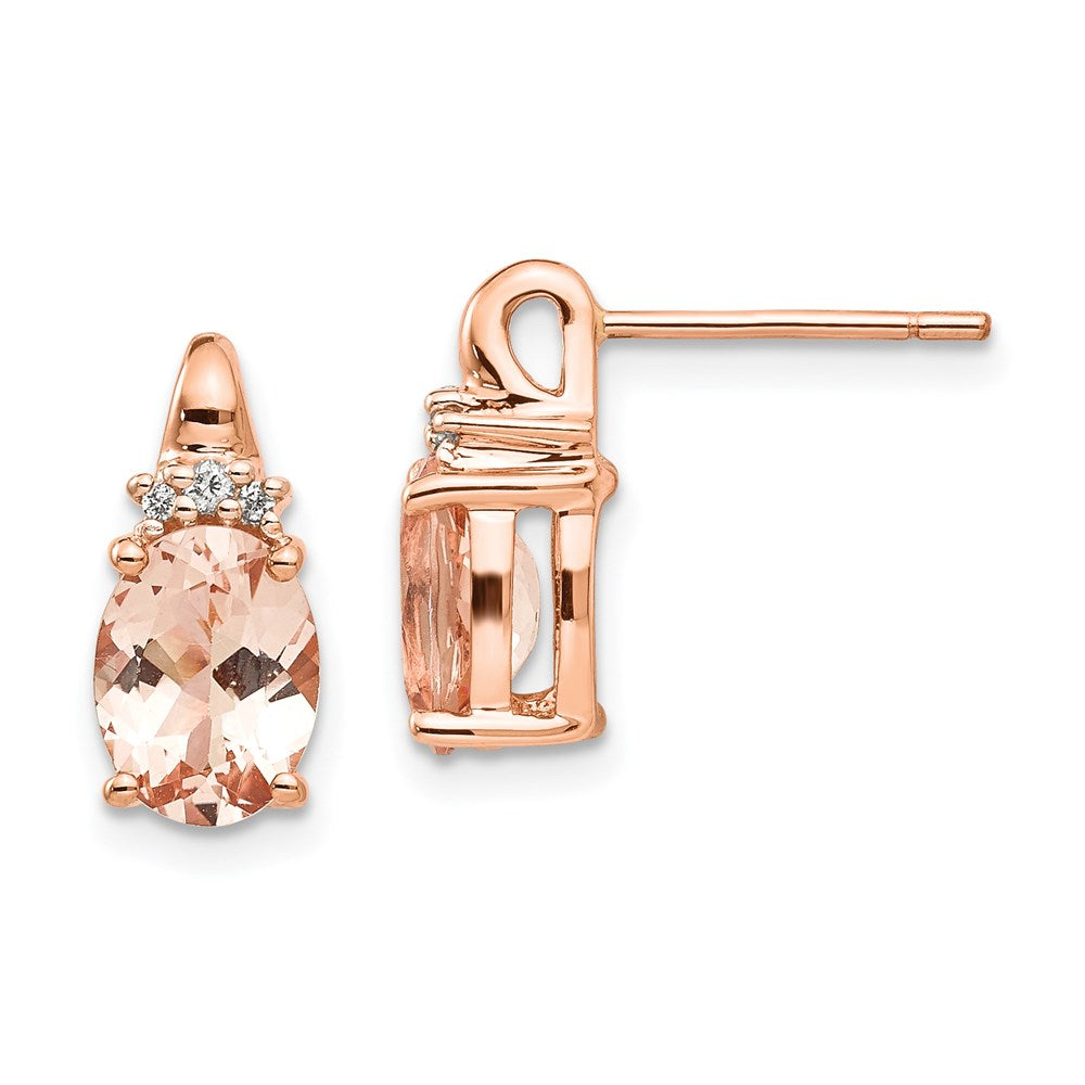 14K Roségold Morganit und Echt Diamant Ohrstecker