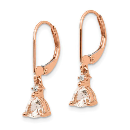 14K Roségold Trillant Morganit & Echt Diamant Ohrhänger mit Brisur