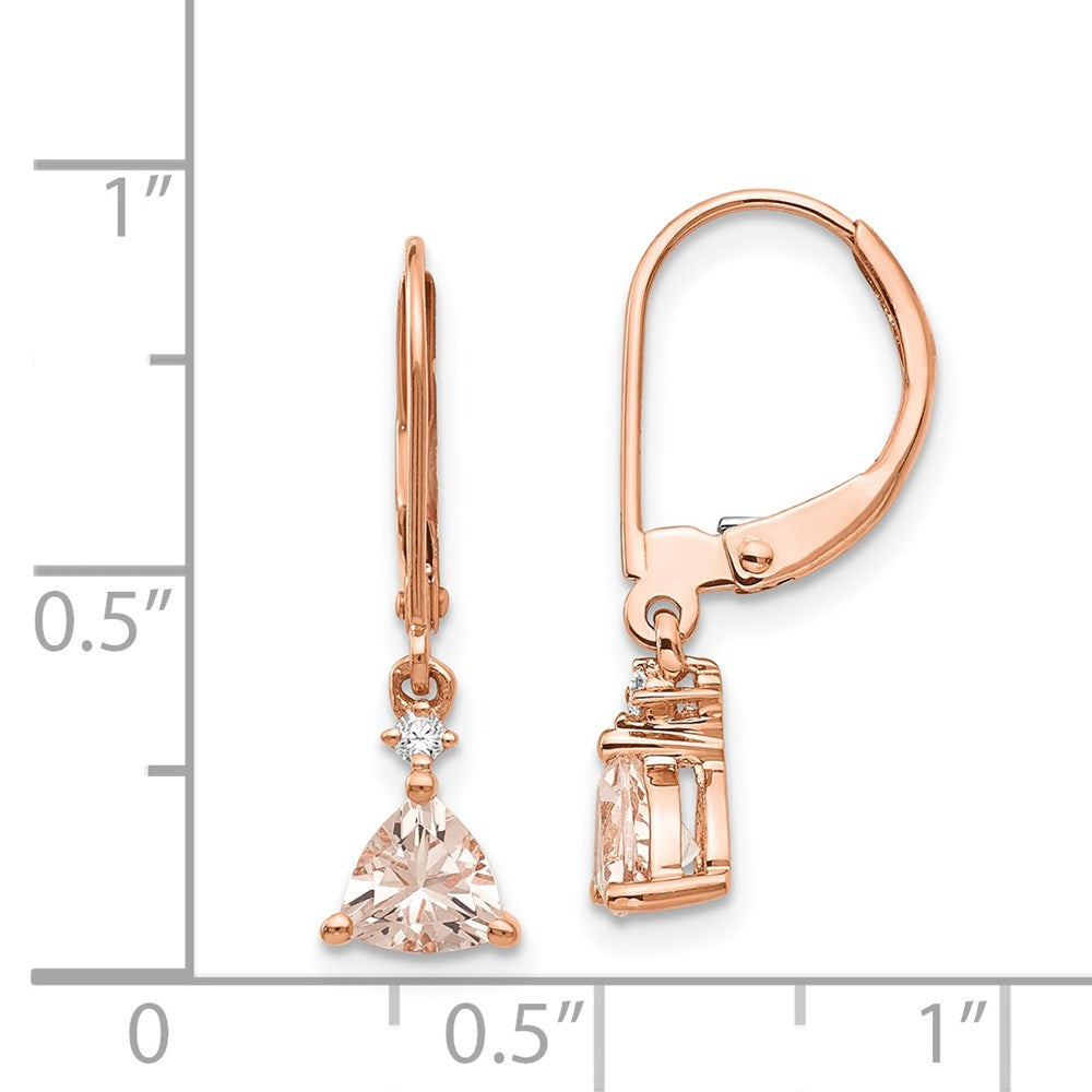 14K Roségold Trillant Morganit & Echt Diamant Ohrhänger mit Brisur