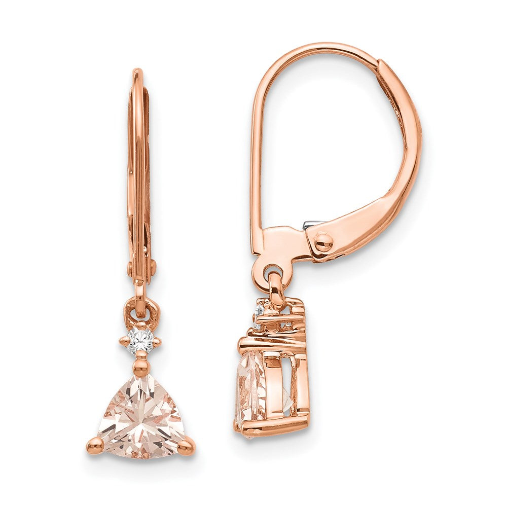 14K Roségold Trillant Morganit & Echt Diamant Ohrhänger mit Brisur