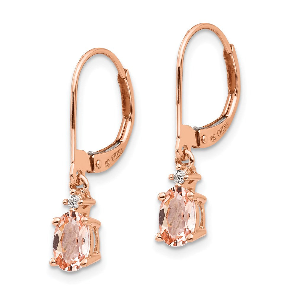 14K Roségold Oval Morganit & Echt Diamant Ohrhänger mit Brisur