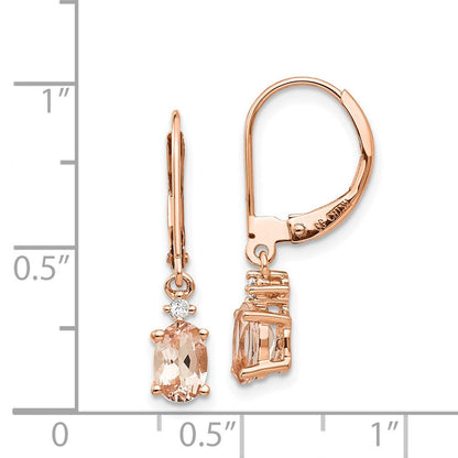 14K Roségold Oval Morganit & Echt Diamant Ohrhänger mit Brisur