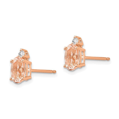 14K Roségold Oval Morganit & Echt Diamant Ohrstecker