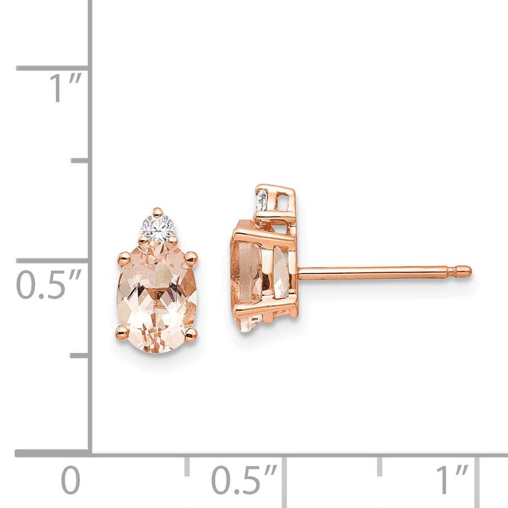 14K Roségold Oval Morganit & Echt Diamant Ohrstecker