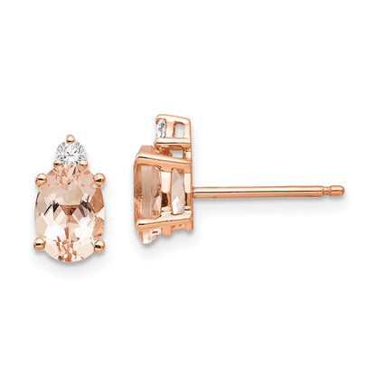 14K Roségold Oval Morganit & Echt Diamant Ohrstecker