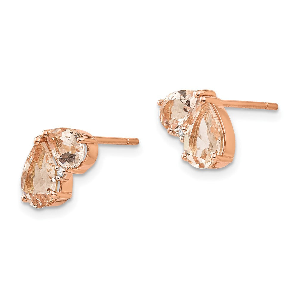 14K Roségold Morganit und Echt Diamant Ohrstecker