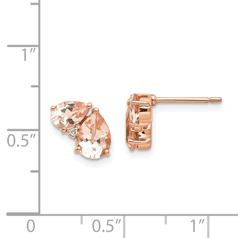 14K Roségold Morganit und Echt Diamant Ohrstecker