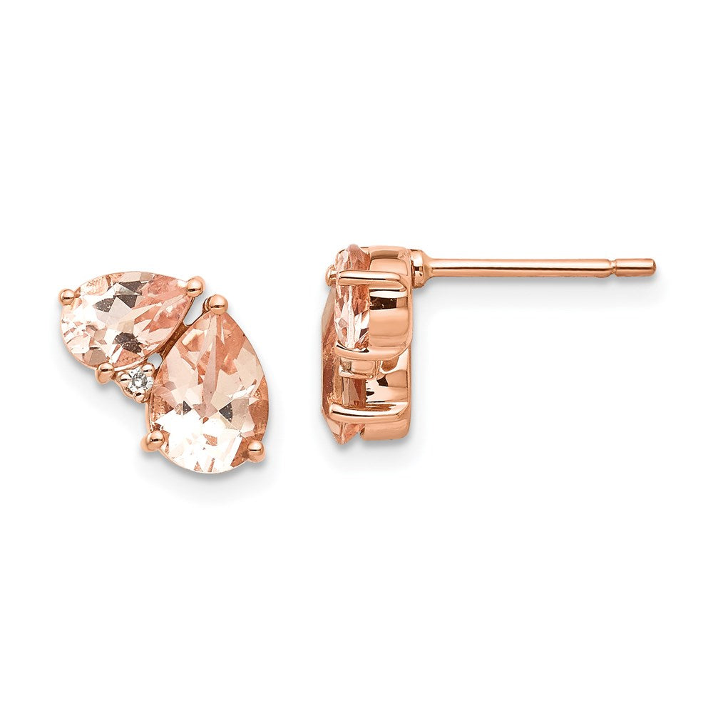 14K Roségold Morganit und Echt Diamant Ohrstecker