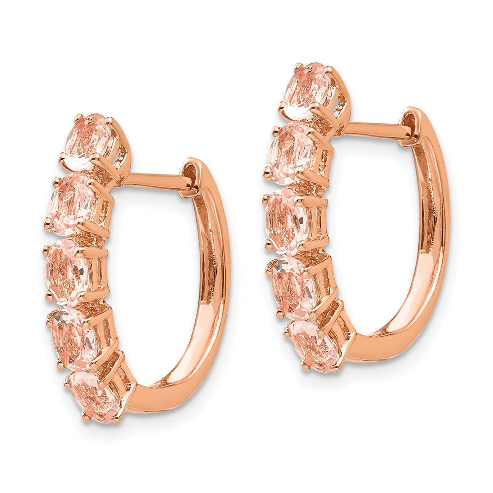 Ohrringe aus 14K Roségold mit ovalem Morganit, Creolen mit Scharnier