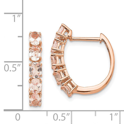 Ohrringe aus 14K Roségold mit ovalem Morganit, Creolen mit Scharnier
