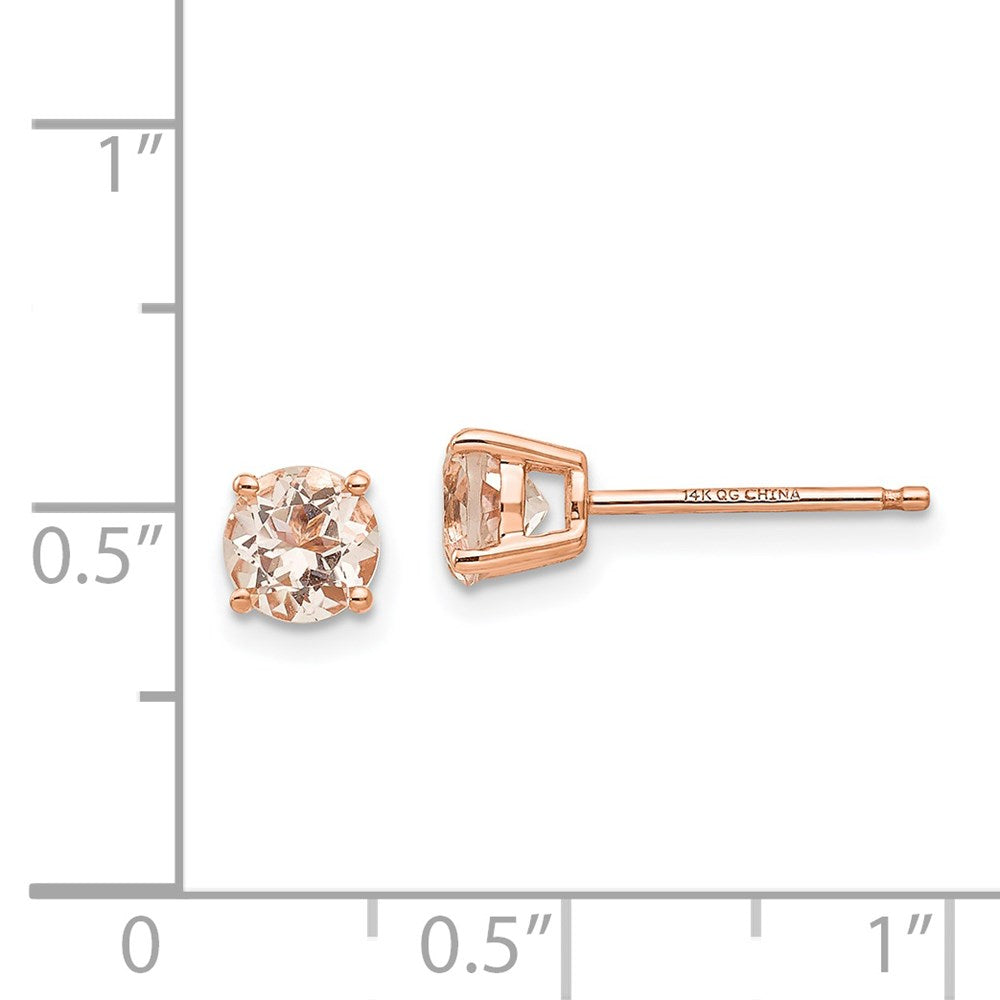 14K Roségold Ohrstecker mit rundem Morganit