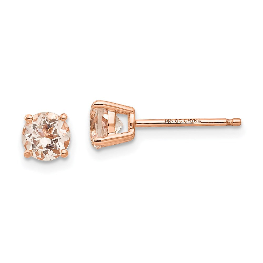 14K Roségold Ohrstecker mit rundem Morganit