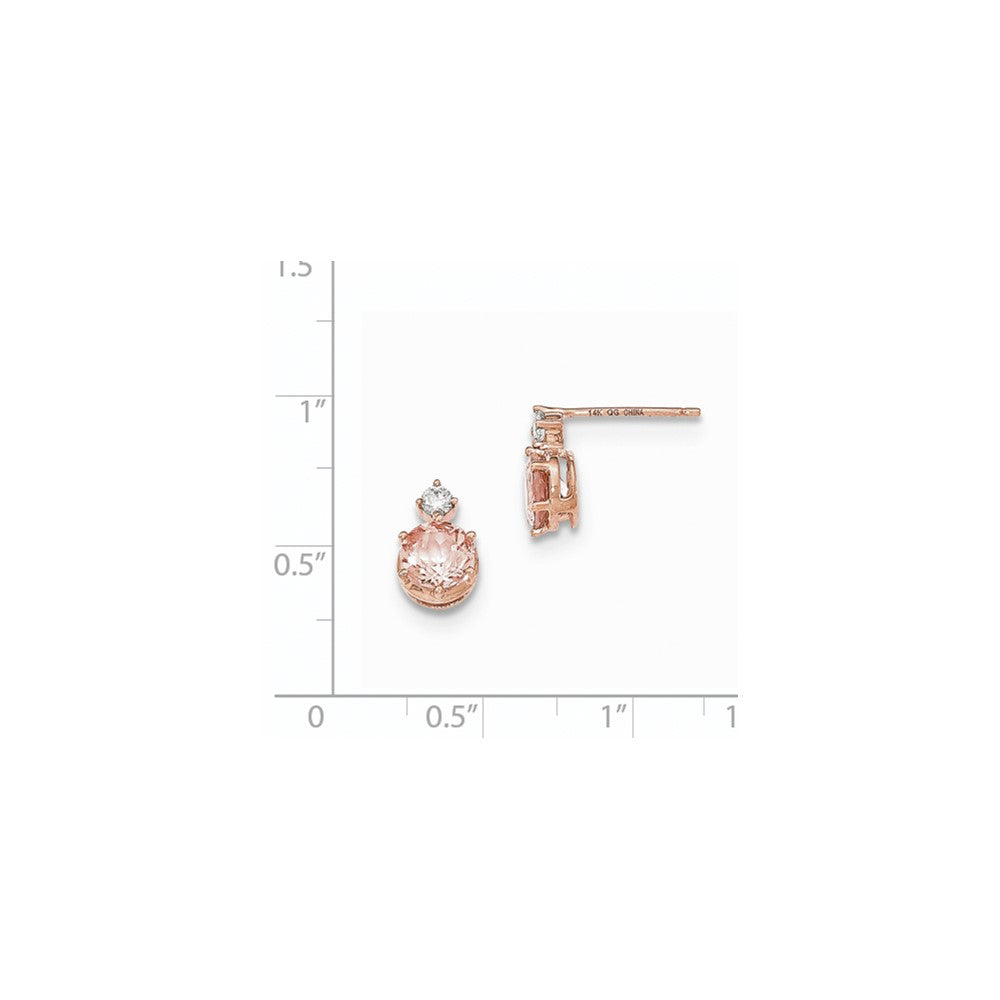 14K Roségold Rund Morganit & Echt Diamant Ohrstecker