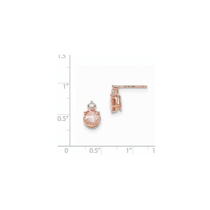14K Roségold Rund Morganit & Echt Diamant Ohrstecker