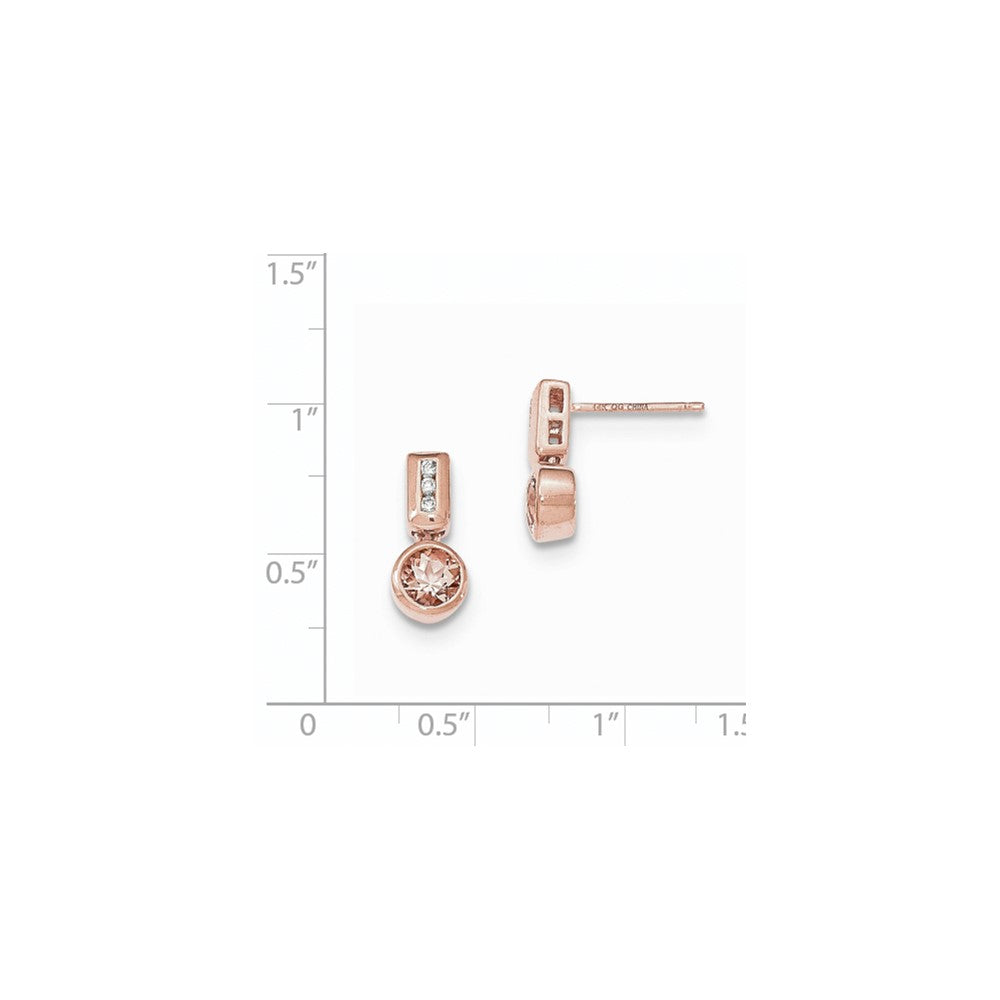 14K Roségold Rund Morganit & Echt Diamant Stecker Ohrhänger