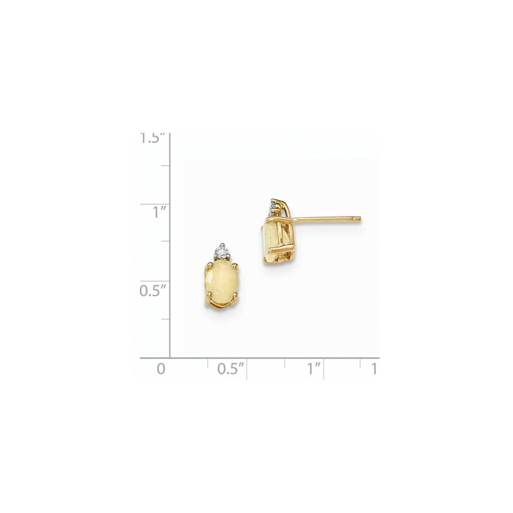 14K Gelbgold Oval Australian Opal & Echt Diamant Ohrstecker