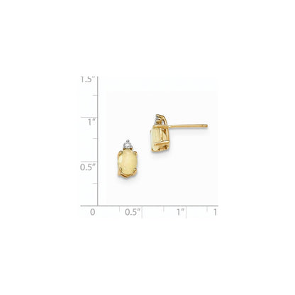 14K Gelbgold Oval Australian Opal & Echt Diamant Ohrstecker
