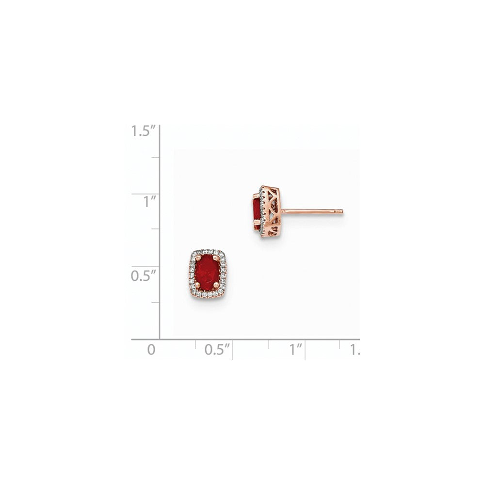 14K Roségold Oval Feuer Opal & Echt Diamant Rechteck Ohrstecker