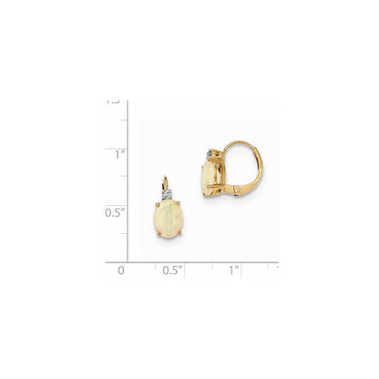 14K Gelbgold Oval Australian Opal & Echt Diamant Ohrhänger mit Brisur