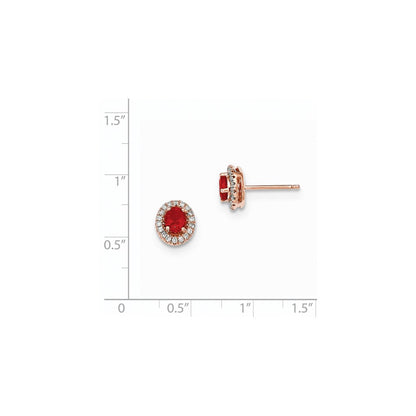 14K Roségold Oval Feuer Opal & Echt Diamant Heiligenschein Ohrstecker