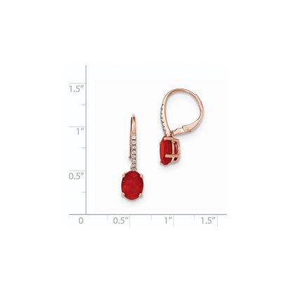 14K Roségold Oval Feuer Opal & Echt Diamant Ohrhänger mit Brisur