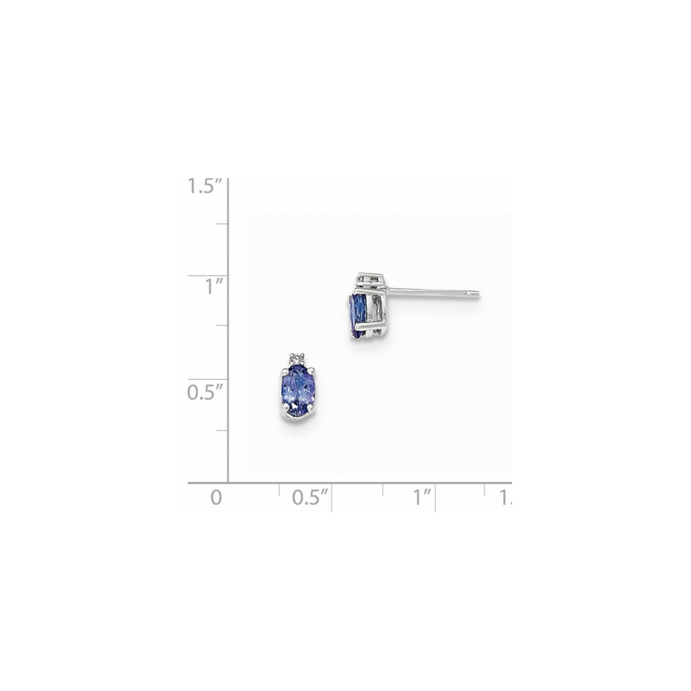 14K Weißgold Oval Tansanit & Diamant Ohrstecker