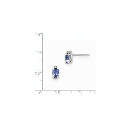 14K Weißgold Oval Tansanit & Diamant Ohrstecker