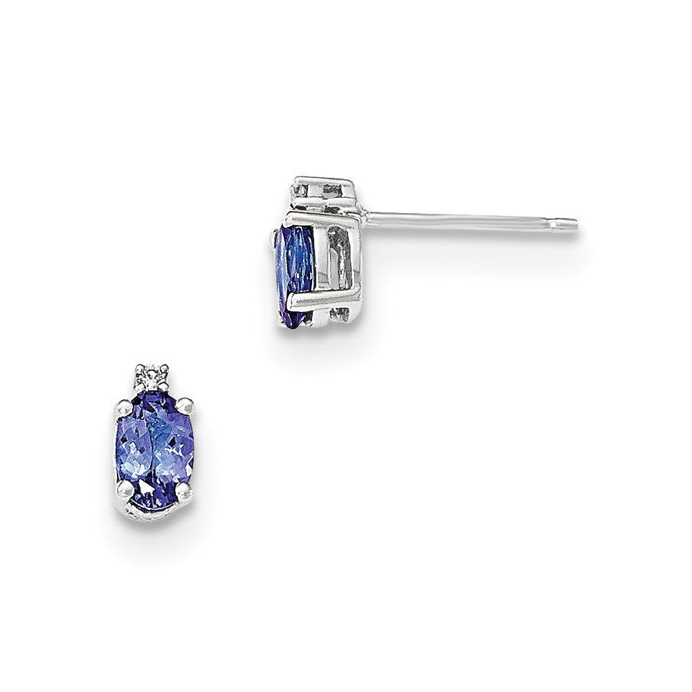14K Weißgold Oval Tansanit & Diamant Ohrstecker